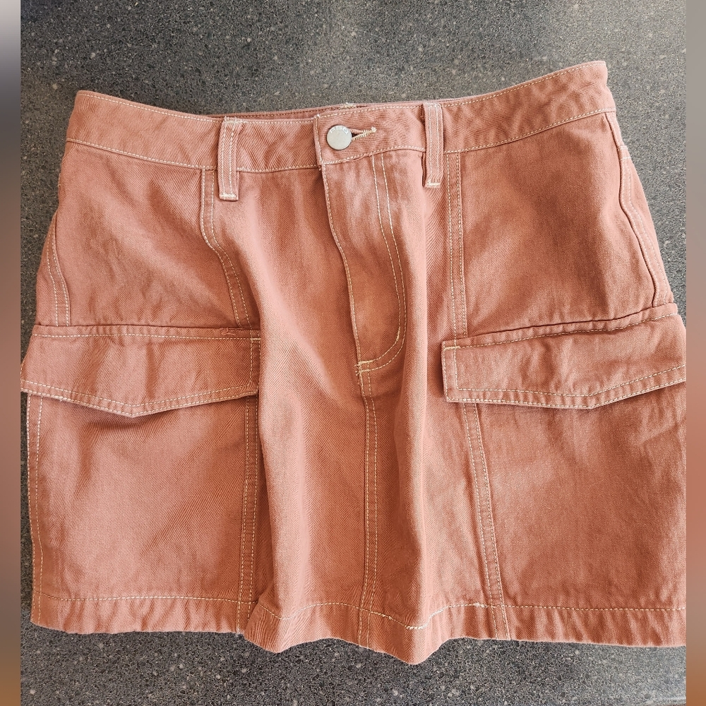 Like New Tillys RSQ Brown Rust Mini Denim Skirt - Picture 2 of 7